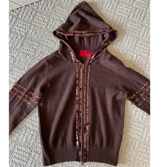 NWT authentic Y2K sequin zip up hoodie sweater - Picture 2 of 12